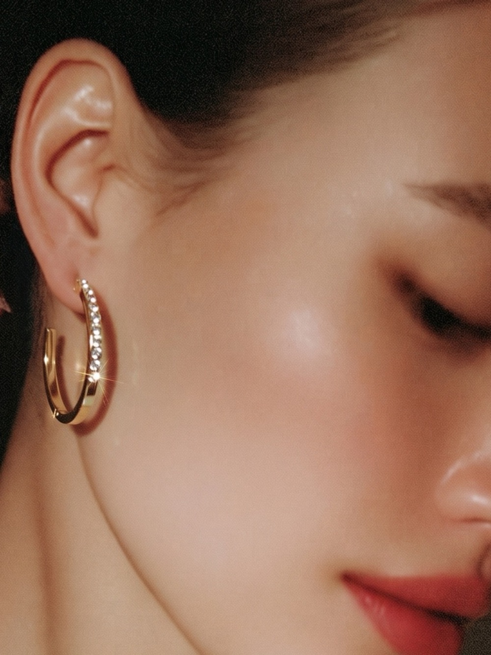 Park Lane Women’s “Glo” Elegant Hoop Earrings Gold Rhinestone Sparkle NWT